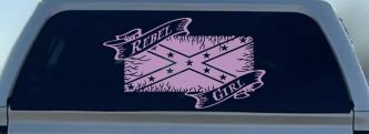 Rebel Girl with Rebel Flag Country Car or Truck Window Vinyl Decal Sticker (Lilac)