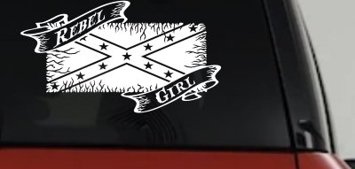 Rebel Girl with Rebel Flag Country Car or Truck Window Vinyl Decal Sticker