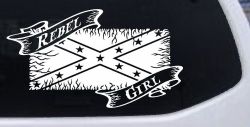 Rebel Girl with Rebel Flag Country Car or Truck Window Decal Sticker