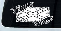Rebel Girl with Rebel Flag Country Car or Truck Window Decal Sticker