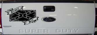 Rebel Boy with Rebel Flag Country Car or Truck Window Decal Sticker (Black)