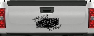 Rebel Boy with Rebel Flag Country Car or Truck Window Decal Sticker (Black)