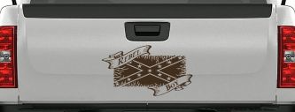 Rebel Boy with Rebel Flag Country Car or Truck Window Decal Sticker (Brown)