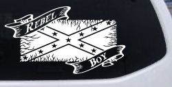 Rebel Boy with Rebel Flag Country Car or Truck Window Decal Sticker