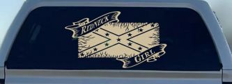Redneck Girl Rebel Flag Country Car or Truck Window Decal Sticker (Desert Sand)