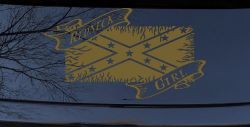 Redneck Girl Rebel Flag Country Car or Truck Window Decal Sticker (Gold)