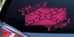 Redneck Girl Rebel Flag Country Car or Truck Window Vinyl Decal Sticker (Hot Pink)