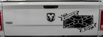 Redneck Rebel with Rebel Flag Country Car or Truck Window Decal Sticker (Black)