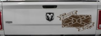 Redneck Rebel with Rebel Flag Country Car or Truck Window Decal Sticker (Brown)