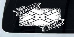 Redneck Rebel with Rebel Flag Country Car or Truck Window Decal Sticker