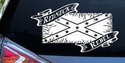 Redneck Rebel with Rebel Flag Country Car or Truck Window Decal Sticker