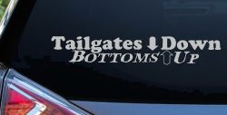 Tailgates Down Bottoms Up Country Car or Truck Window Vinyl Decal Sticker (Light Gray)