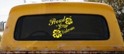 Proud Army Veteran Hibiscus Flowers Military Car or Truck Window Decal Sticker (Yellow)