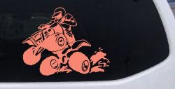 Four Wheeler Mudding Off Road Car or Truck Window Vinyl Decal Sticker (Coral)