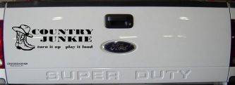 Country Junkie Turn It Up Play It Loud Country Car or Truck Window Vinyl Decal Sticker (Matte Black)