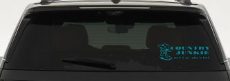 Country Junkie Turn It Up Play It Loud Country Car or Truck Window Decal Sticker (Turquoise Blue)
