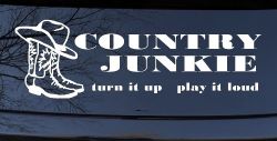 Country Junkie Turn It Up Play It Loud Country Car or Truck Window Decal Sticker