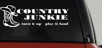 Country Junkie Turn It Up Play It Loud Country Car or Truck Window Vinyl Decal Sticker