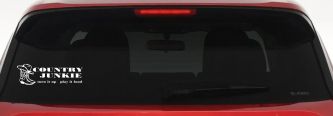 Country Junkie Turn It Up Play It Loud Country Car or Truck Window Vinyl Decal Sticker (White)