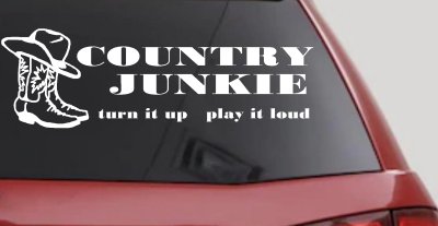 Country Junkie Turn It Up Play It Loud Country Car or Truck Window Vinyl Decal Sticker
