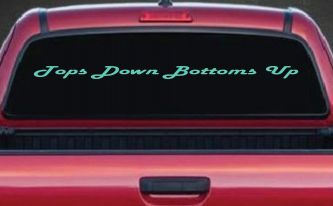 Tops Down Bottoms Up Country Car or Truck Window Decal Sticker (Mint)