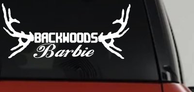 Backwoods Barbie With Antlers Country Car or Truck Window Vinyl Decal Sticker (White)