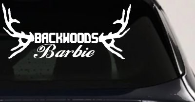 Backwoods Barbie With Antlers Country Car or Truck Window Vinyl Decal Sticker