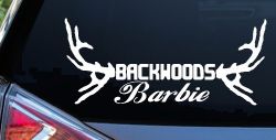 Backwoods Barbie With Antlers Country Car or Truck Window Decal Sticker