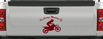 In Loving Memory Of Dirt Biker Moto Sports Car or Truck Window Vinyl Decal Sticker (Burgundy)