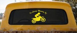 In Loving Memory Of Dirt Biker Moto Sports Car or Truck Window Decal Sticker (Yellow)