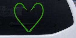 Fish Hook Heart Fishing Love Car or Truck Window Decal Sticker (Lime)