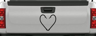 Fish Hook Heart Fishing Love Car or Truck Window Decal Sticker (Matte Black)