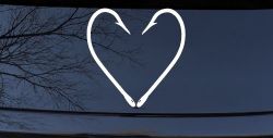 Fish Hook Heart Fishing Love Car or Truck Window Decal Sticker