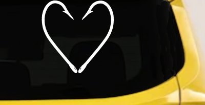 Fish Hook Heart Fishing Love Car or Truck Window Vinyl Decal Sticker