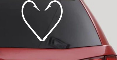 Fish Hook Heart Fishing Love Car or Truck Window Vinyl Decal Sticker