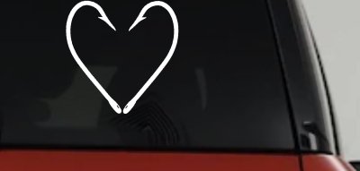 Fish Hook Heart Fishing Love Car or Truck Window Vinyl Decal Sticker