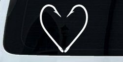 Fish Hook Heart Fishing Love Car or Truck Window Decal Sticker