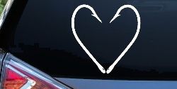 Fish Hook Heart Fishing Love Car or Truck Window Decal Sticker