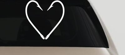 Fish Hook Heart Fishing Love Car or Truck Window Vinyl Decal Sticker