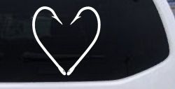 Fish Hook Heart Fishing Love Car or Truck Window Decal Sticker