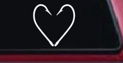 Fish Hook Heart Fishing Love Car or Truck Window Decal Sticker