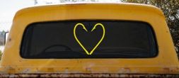Fish Hook Heart Fishing Love Car or Truck Window Decal Sticker (Yellow)