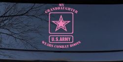 My Granddaughter Wears Combat Boots Army Military Car or Truck Window Vinyl Decal Sticker (Pink)