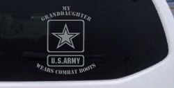 My Granddaughter Wears Combat Boots Army Military Car or Truck Window Vinyl Decal Sticker (Telegrey)