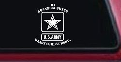My Granddaughter Wears Combat Boots Army Military Car or Truck Window Decal Sticker