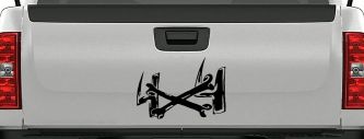 4X4 With Cross Bones Off Road Car or Truck Window Decal Sticker (Black)