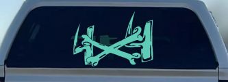 4X4 With Cross Bones Off Road Car or Truck Window Vinyl Decal Sticker (Mint)