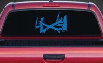 4X4 With Cross Bones Off Road Car or Truck Window Decal Sticker (Sky Blue)
