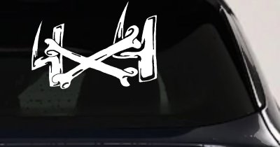 4X4 With Cross Bones Off Road Car or Truck Window Vinyl Decal Sticker