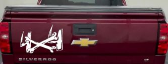 4X4 With Cross Bones Off Road Car or Truck Window Decal Sticker (White)